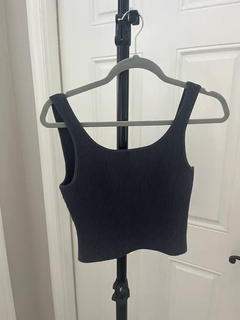 Cropped Square Neck Ribbed Knit Tank