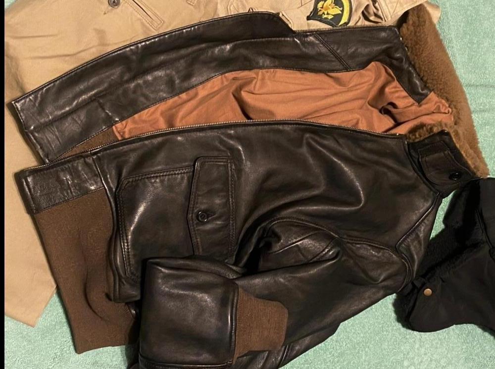 Shearling Collar Leather Flight Jacket