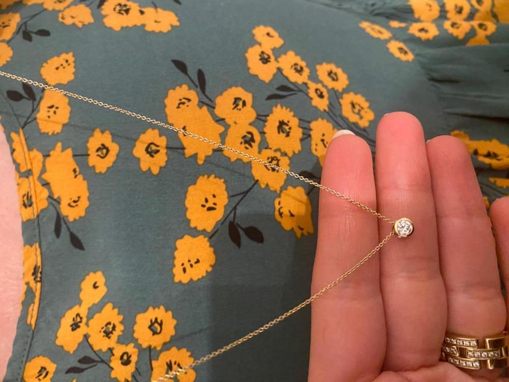 14K Gold Petite Baguette Diamond Necklace