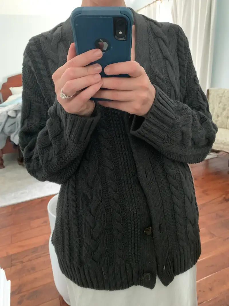 100% Organic Cotton Oversized Cable Cardigan | Quince Canada