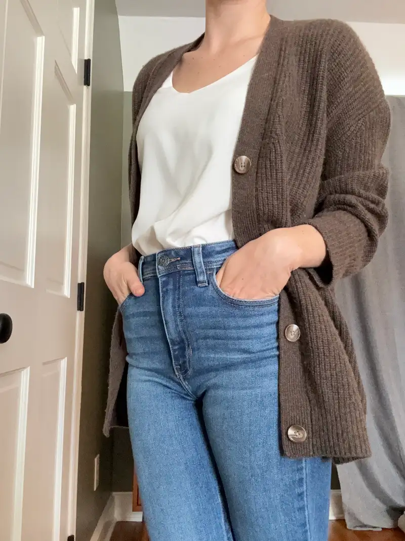 Customer image of Mongolian Spring Cashmere Oversized Boyfriend Cardigan Sweater