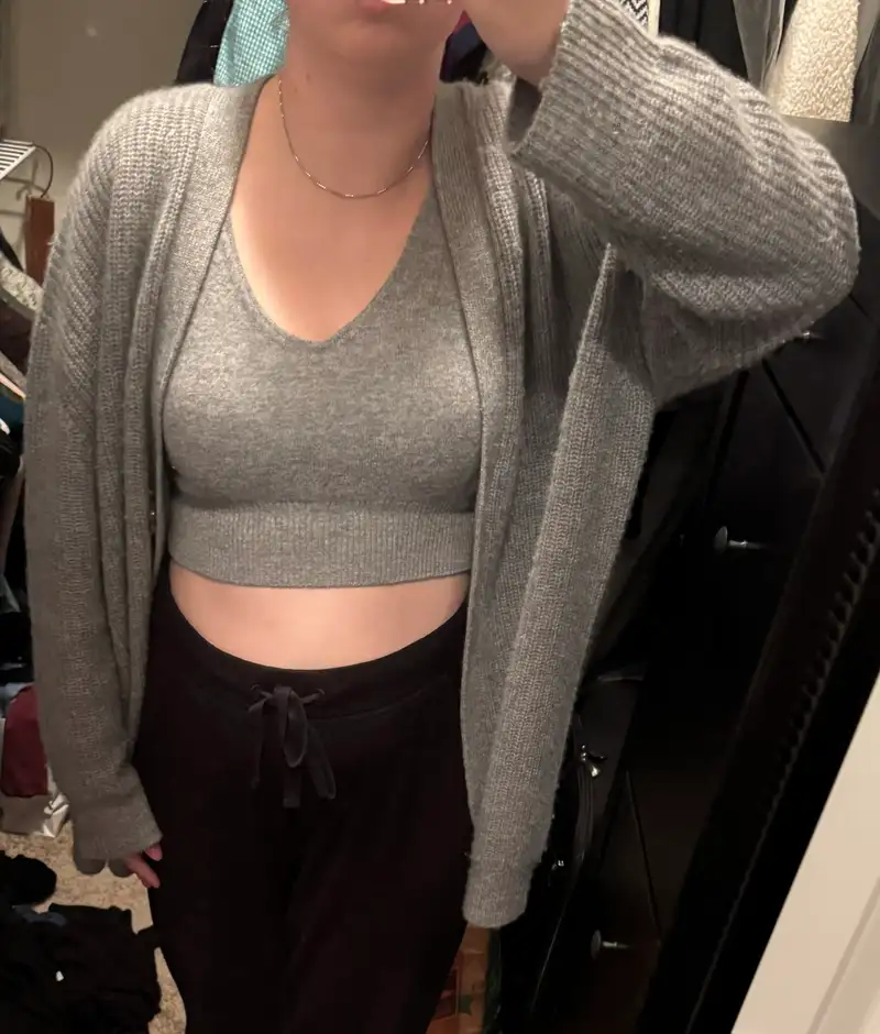 Customer image of Mongolian Spring Cashmere Oversized Boyfriend Cardigan Sweater