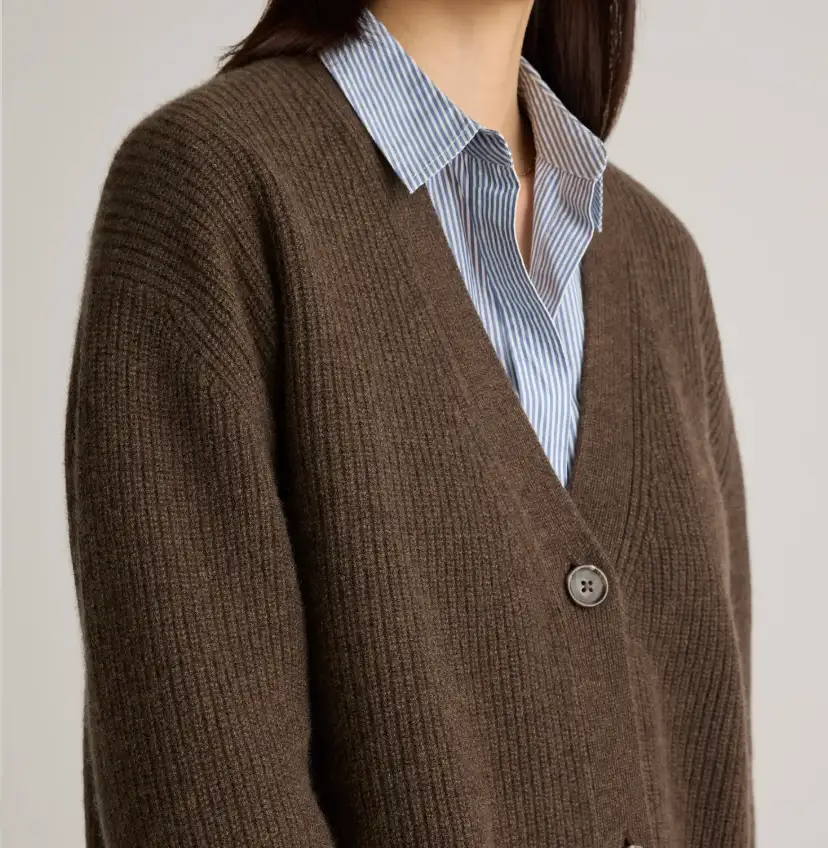 Customer image of Mongolian Spring Cashmere Oversized Boyfriend Cardigan Sweater