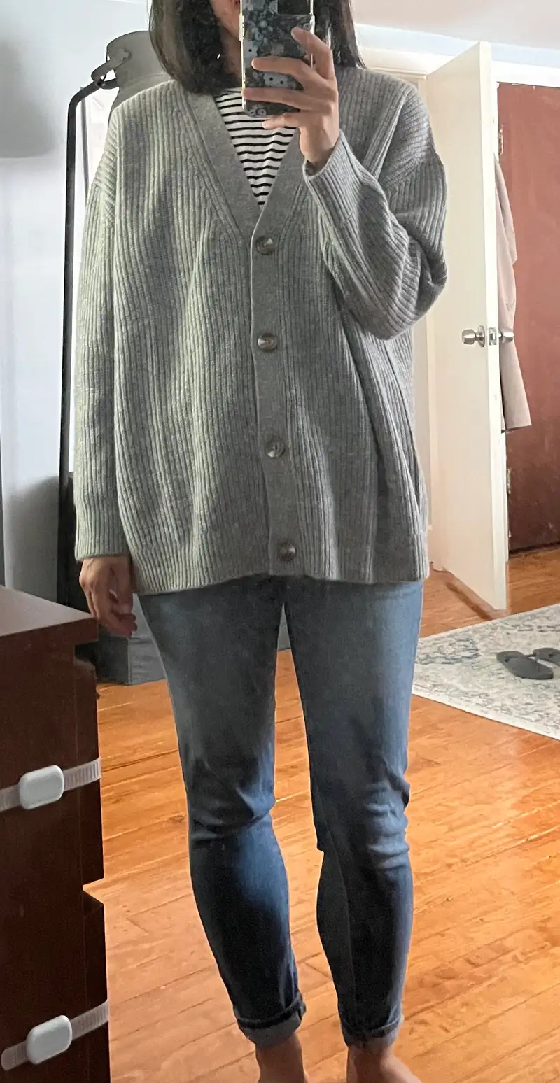Customer image of Mongolian Spring Cashmere Oversized Boyfriend Cardigan Sweater