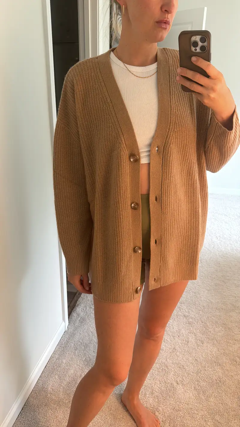 Customer image of Mongolian Spring Cashmere Oversized Boyfriend Cardigan Sweater