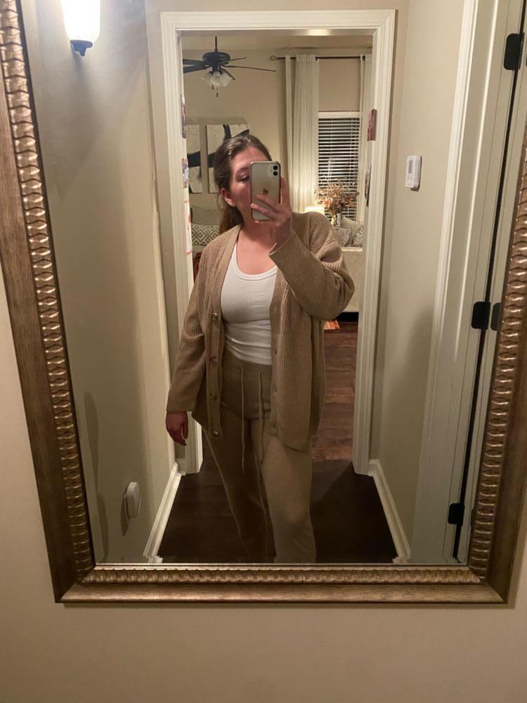 Customer image of Mongolian Spring Cashmere Oversized Boyfriend Cardigan Sweater
