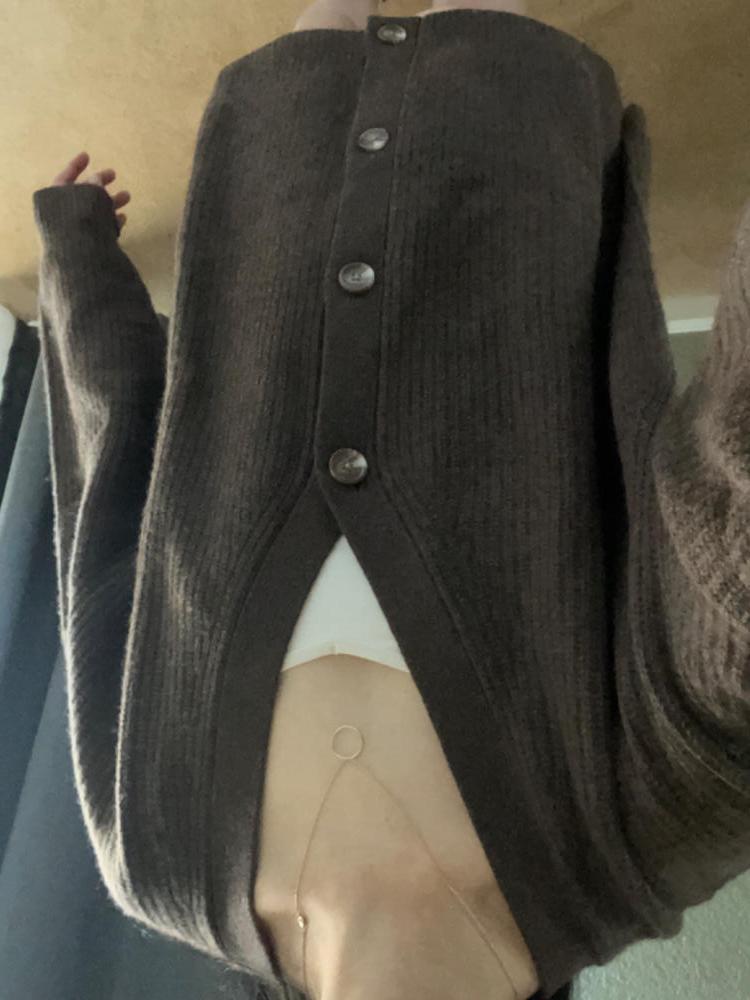 Customer image of Mongolian Spring Cashmere Oversized Boyfriend Cardigan Sweater