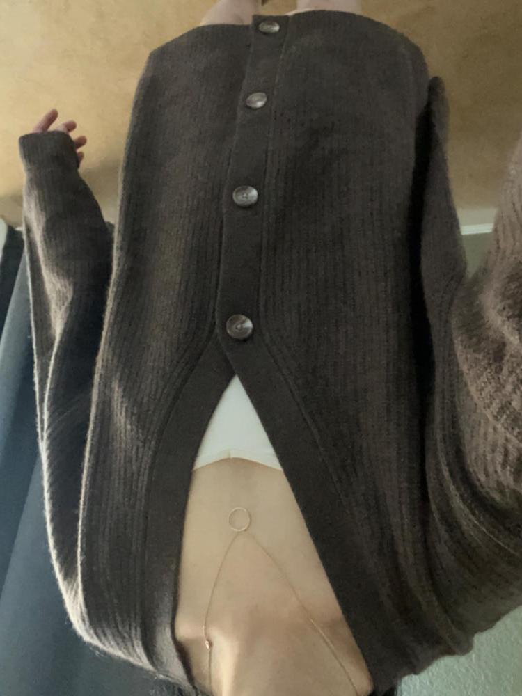 Customer image of Mongolian Spring Cashmere Oversized Boyfriend Cardigan Sweater