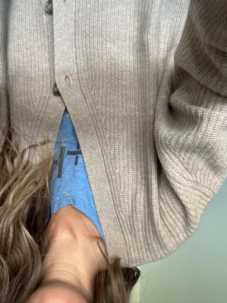 Customer image of Mongolian Spring Cashmere Oversized Boyfriend Cardigan Sweater