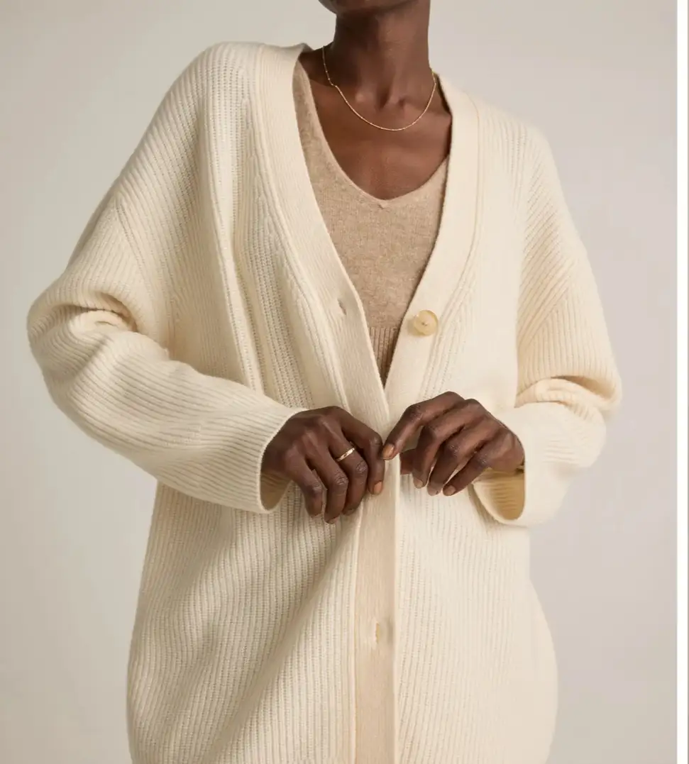 Customer image of Mongolian Spring Cashmere Oversized Boyfriend Cardigan Sweater