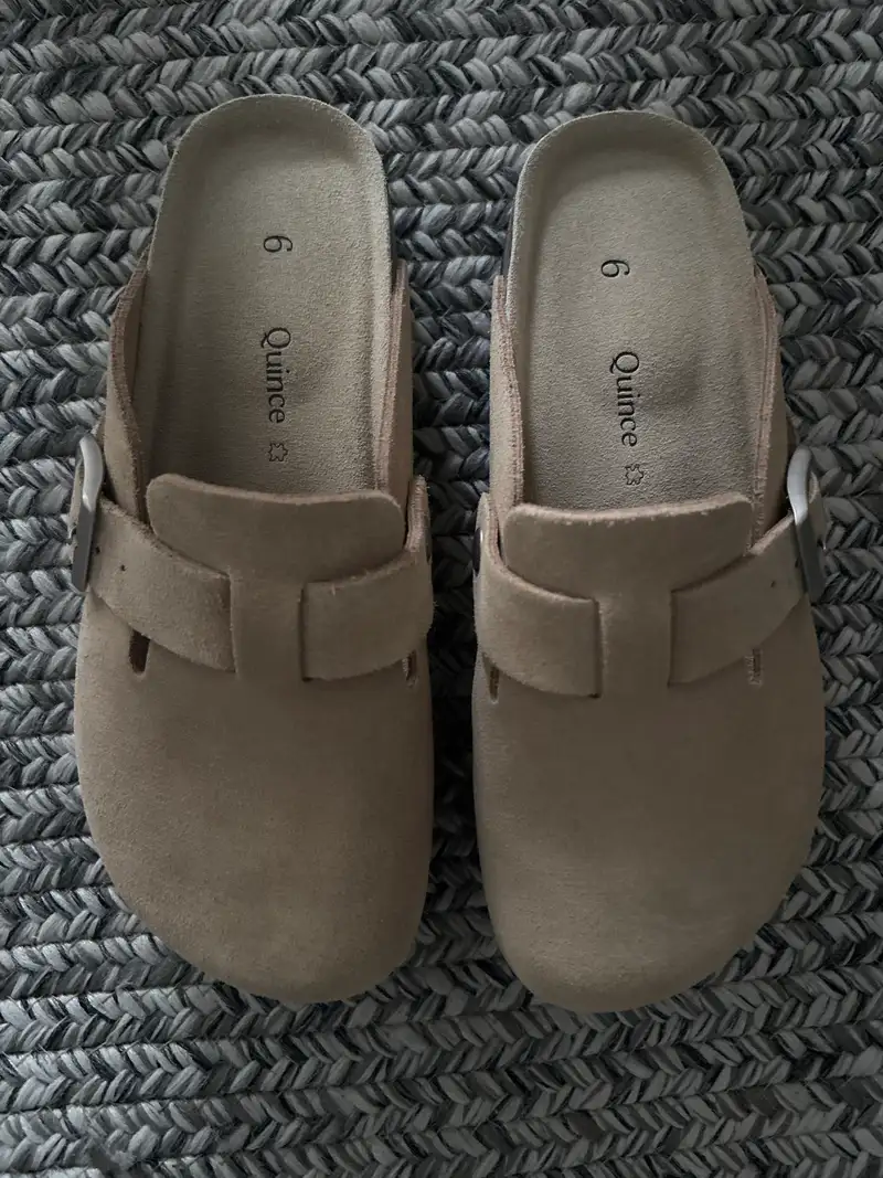 Water Repellent Suede Clog Mule in Dune | Quince Canada display picture 2