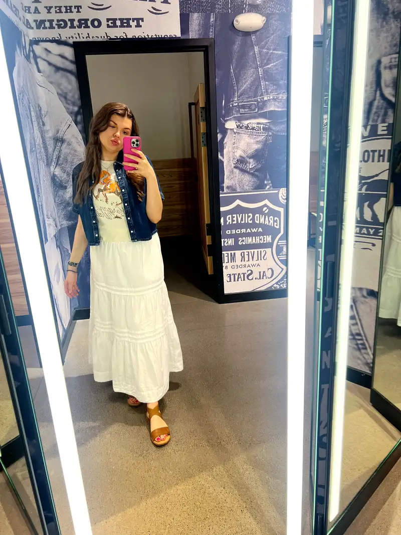 Customer image of 100% Organic Cotton Poplin Tiered Maxi Skirt
