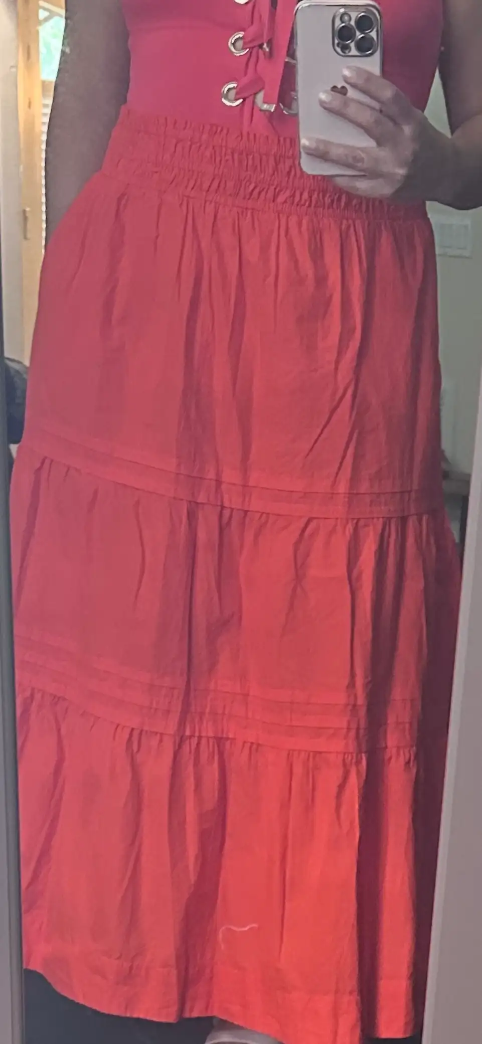 Customer image of 100% Organic Cotton Poplin Tiered Maxi Skirt