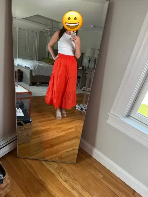 Customer image of 100% Organic Cotton Poplin Tiered Maxi Skirt