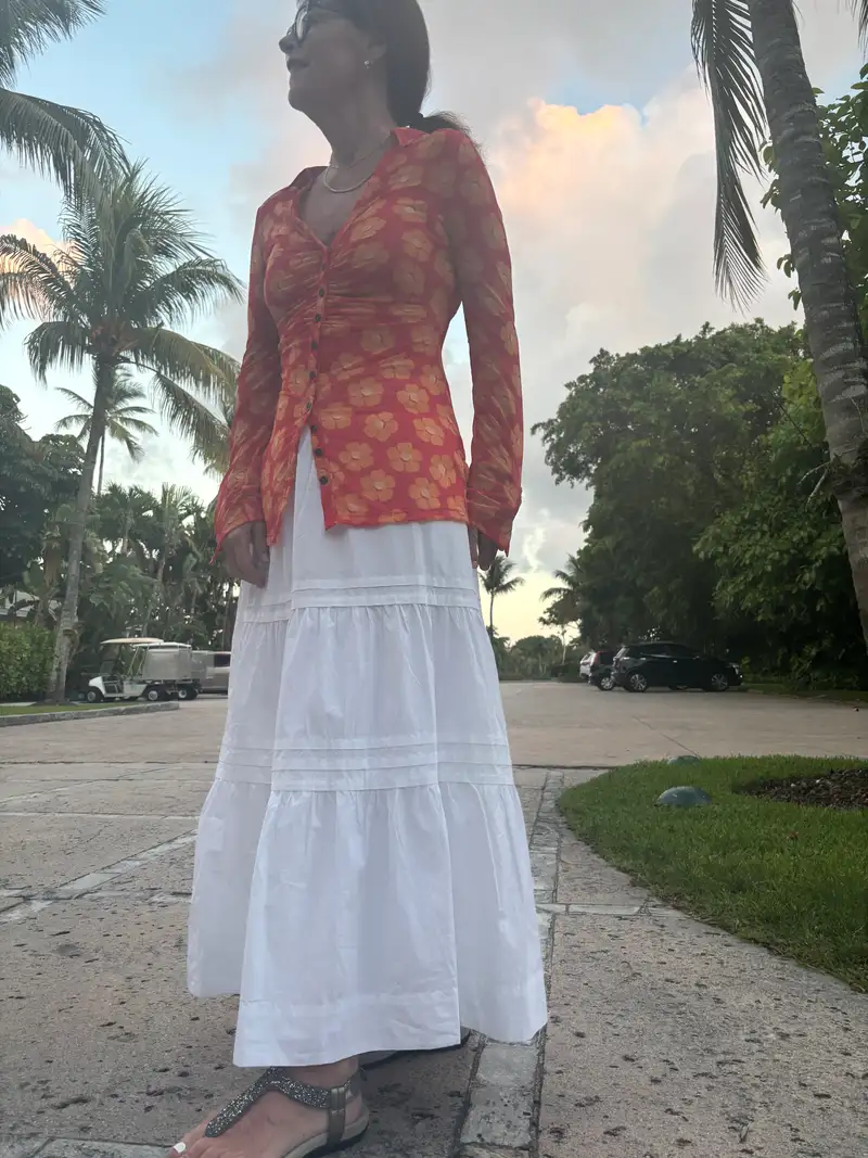 Customer image of 100% Organic Cotton Poplin Tiered Maxi Skirt