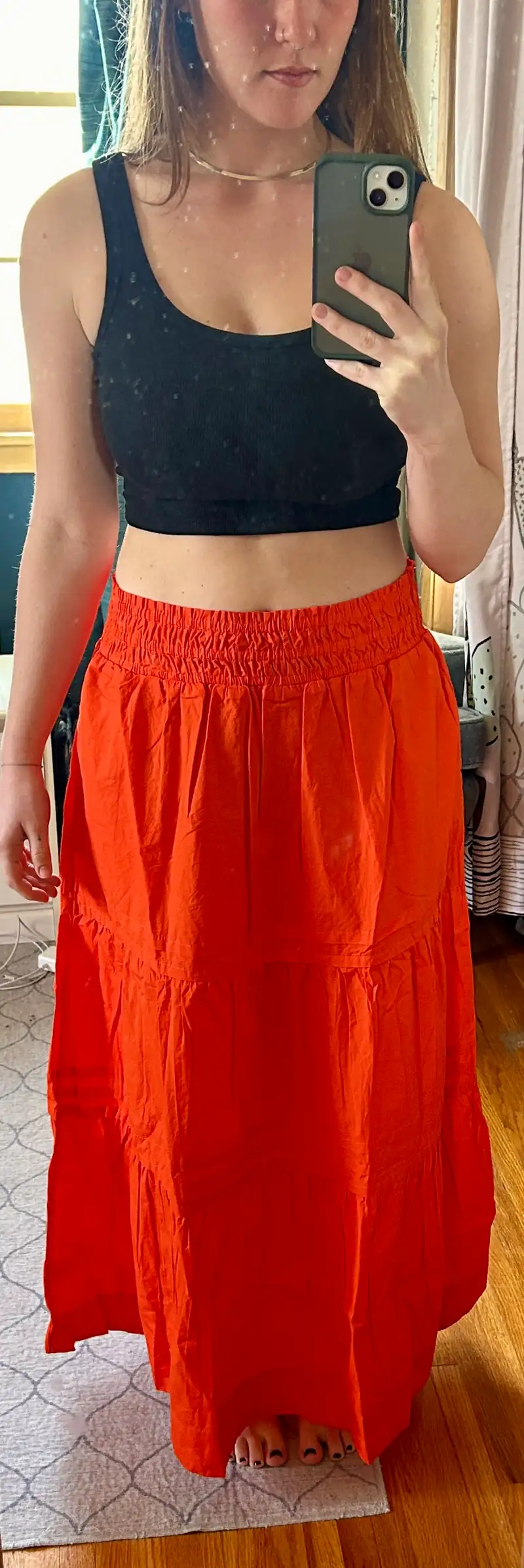 Customer image of 100% Organic Cotton Poplin Tiered Maxi Skirt