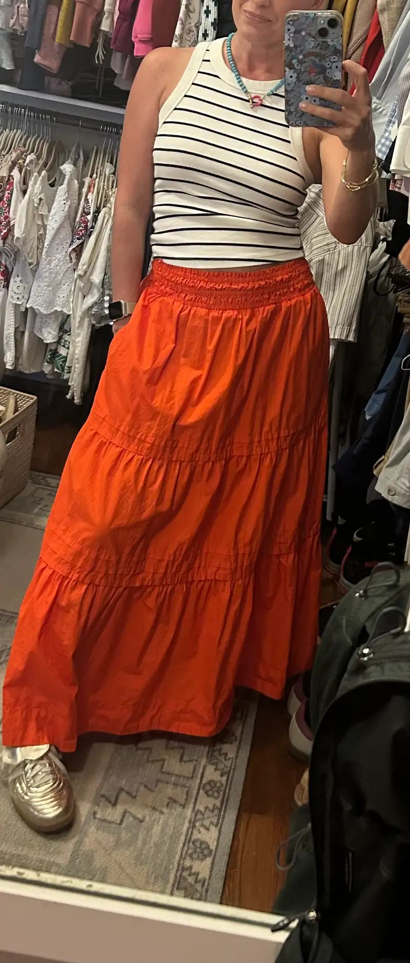 Customer image of 100% Organic Cotton Poplin Tiered Maxi Skirt
