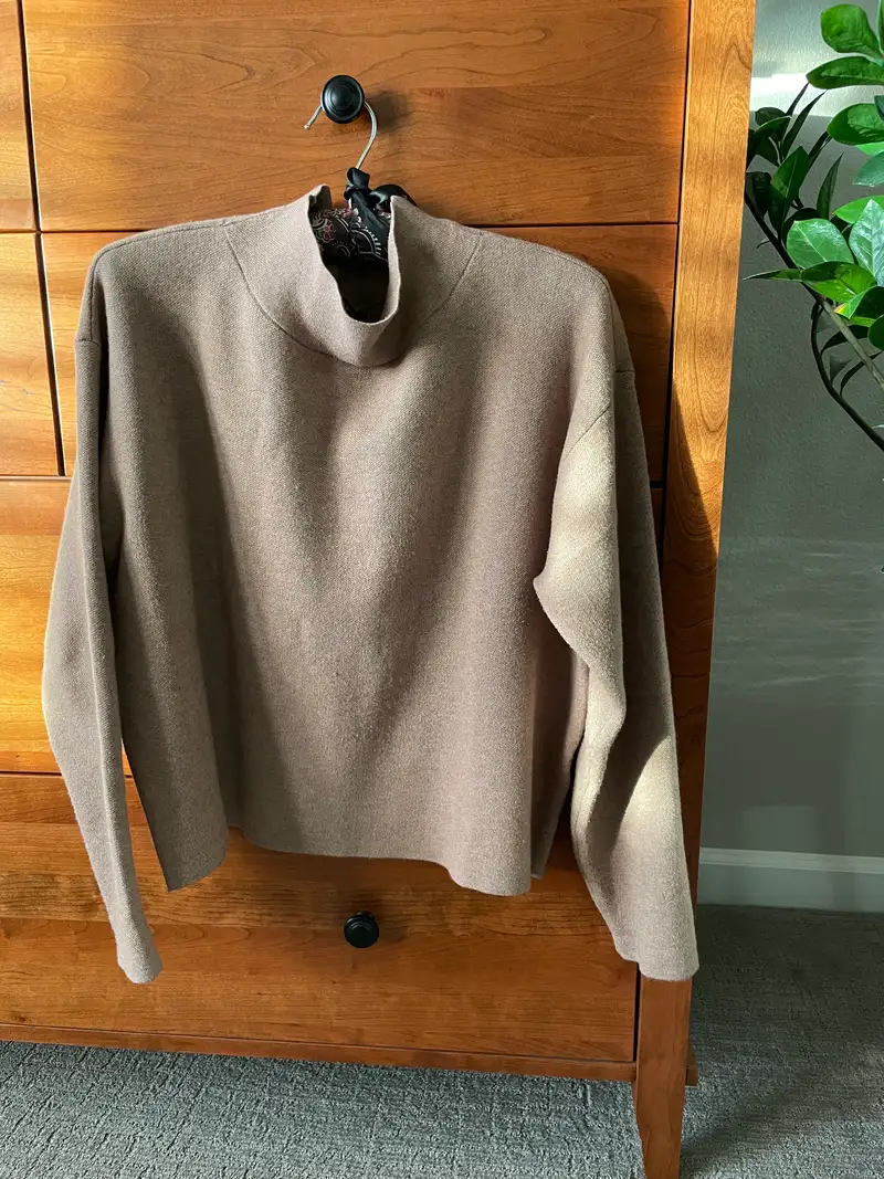 Eco-Knit Milano Stitch Mock Neck Pullover in Black