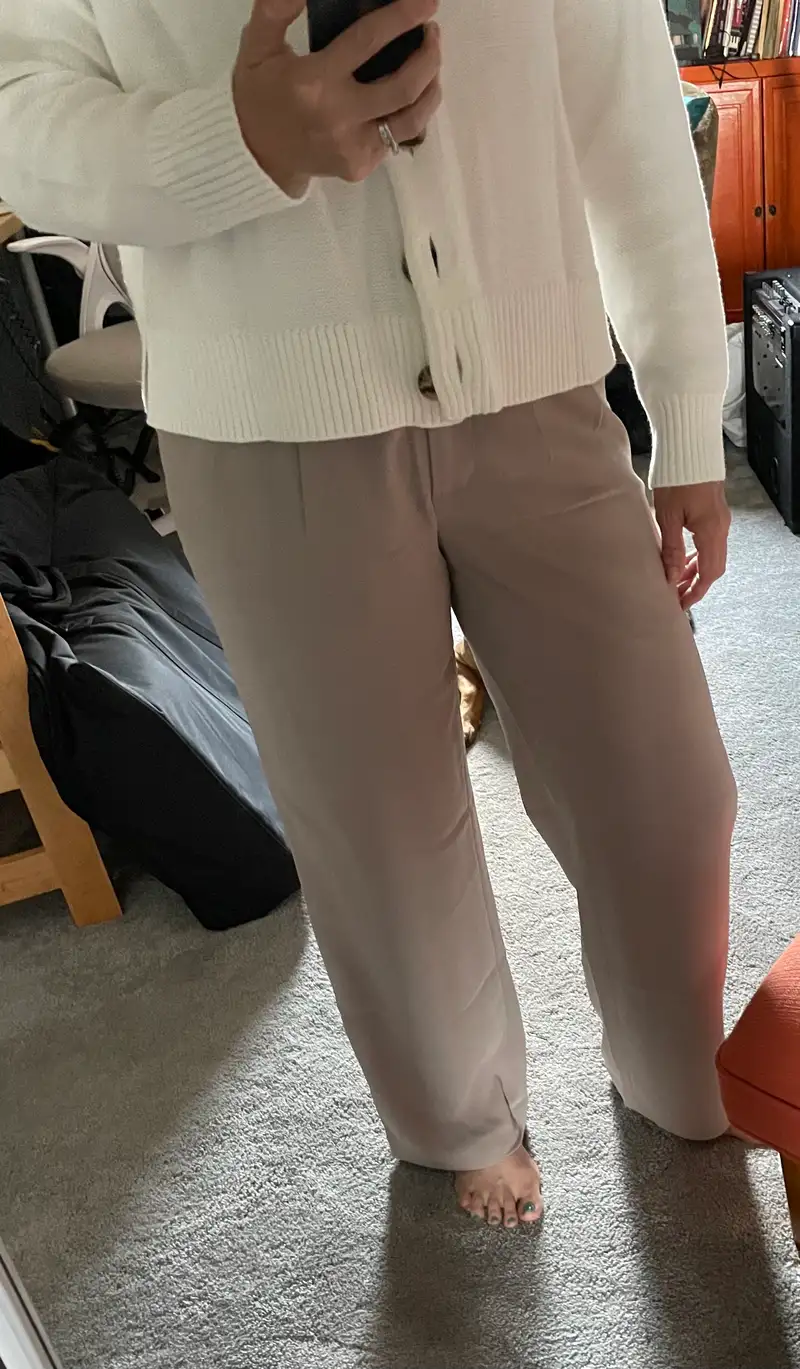 Stretch Crepe Pleated Wide Leg Pants