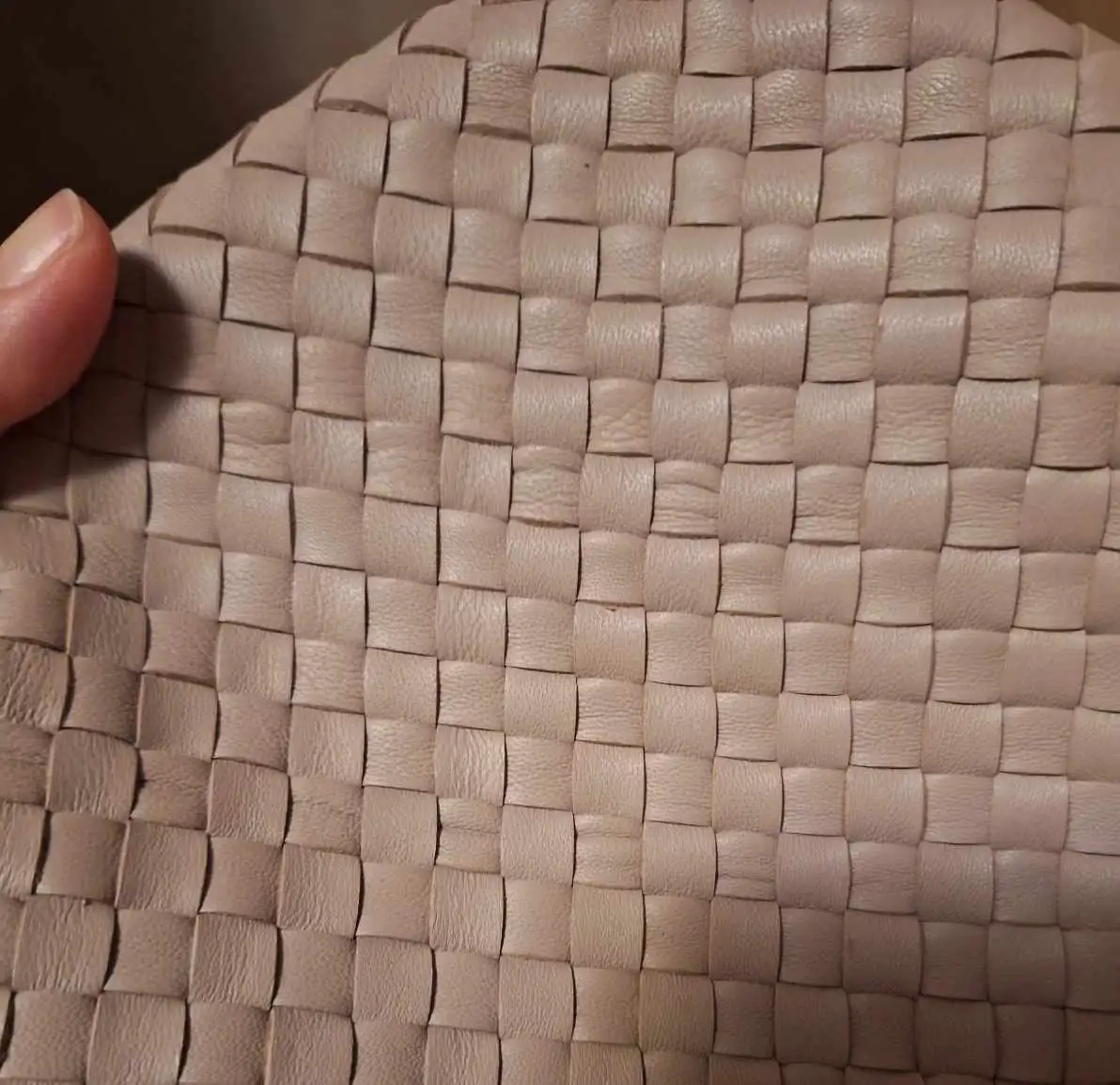 Customer image of Italian Leather Handwoven Pouch Crossbody Clutch