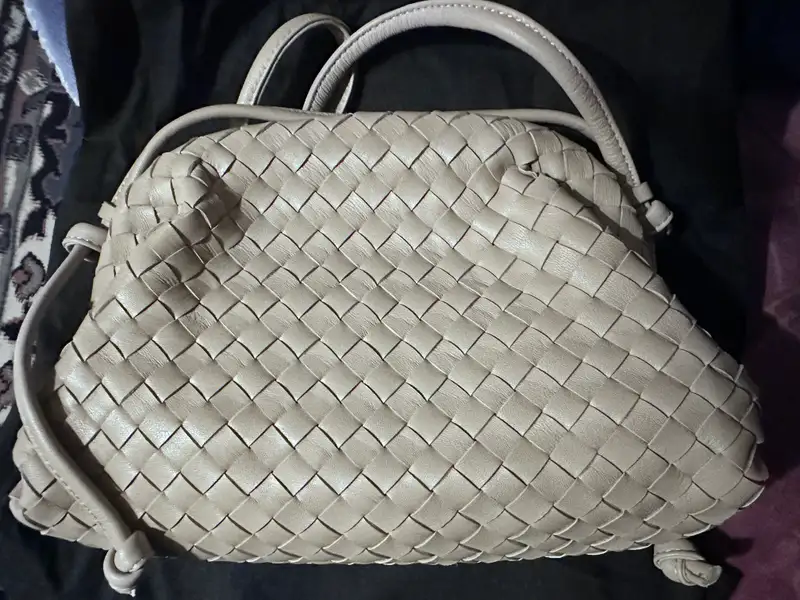 Customer image of Italian Leather Handwoven Pouch Crossbody Clutch