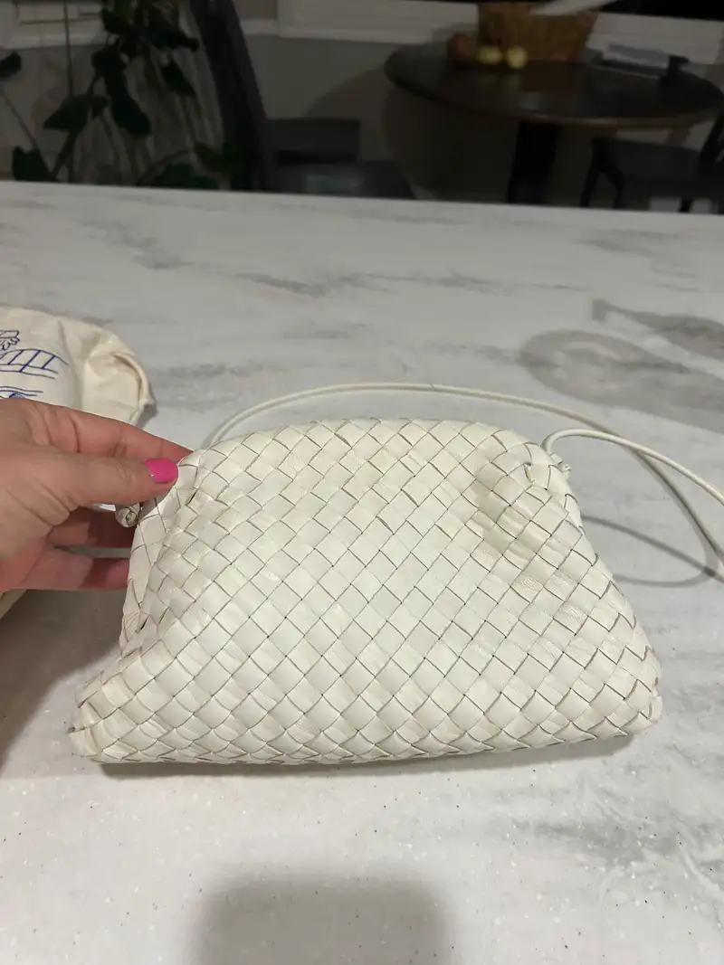 Customer image of Italian Leather Handwoven Pouch Crossbody Clutch