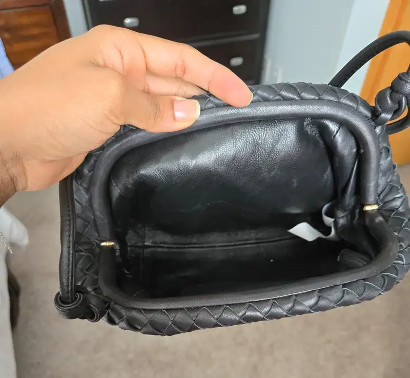 Customer image of Italian Leather Handwoven Pouch Crossbody Clutch