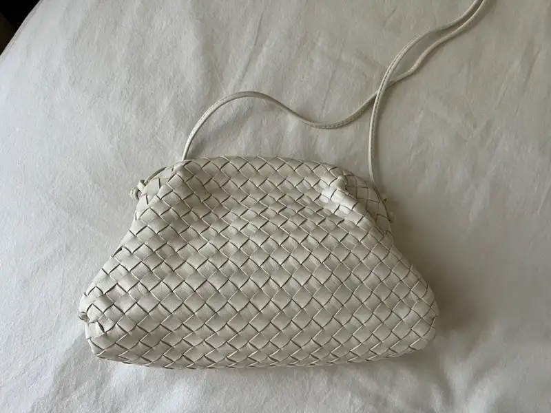 Customer image of Italian Leather Handwoven Pouch Crossbody Clutch