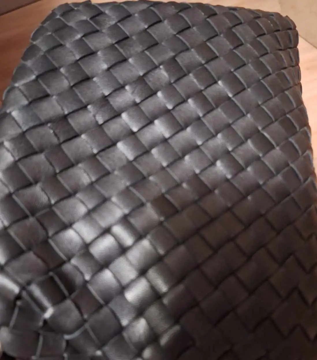 Customer image of Italian Leather Handwoven Pouch Crossbody Clutch