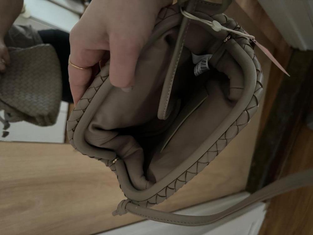 Customer image of Italian Leather Handwoven Pouch Crossbody Clutch