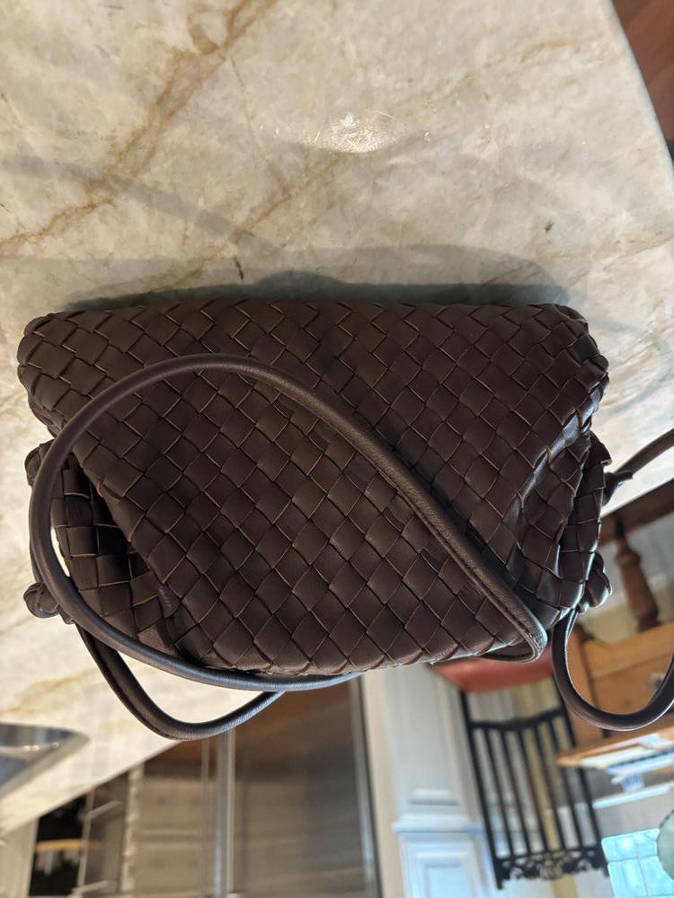 Customer image of Italian Leather Handwoven Pouch Crossbody Clutch