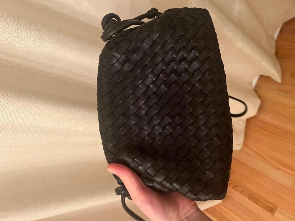 Customer image of Italian Leather Handwoven Pouch Crossbody Clutch
