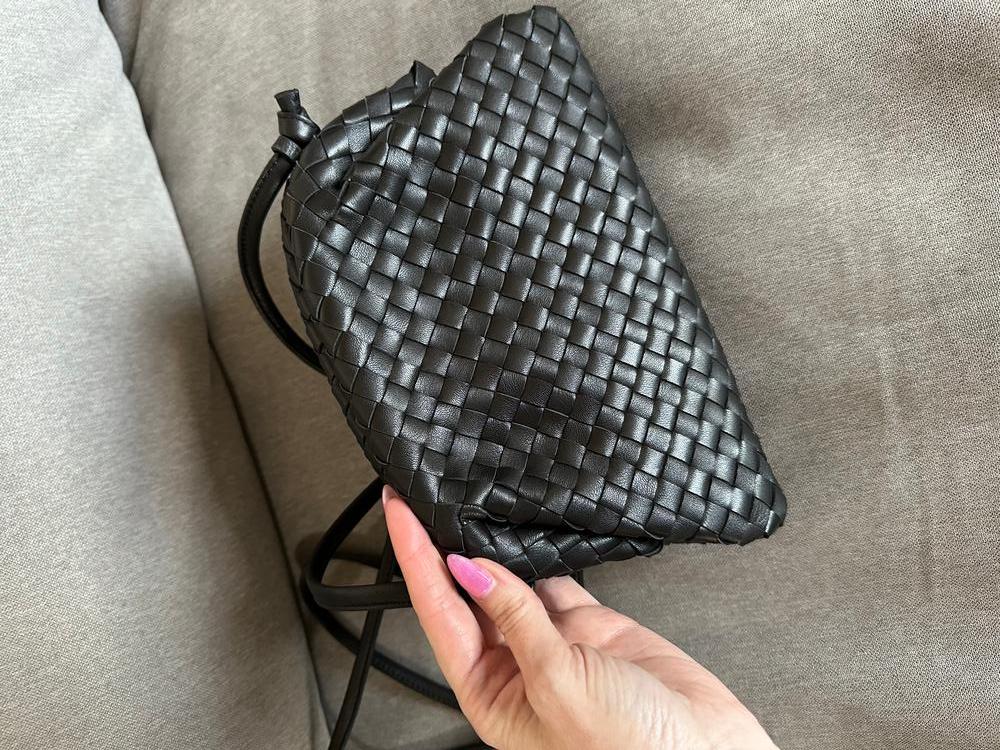 Customer image of Italian Leather Handwoven Pouch Crossbody Clutch