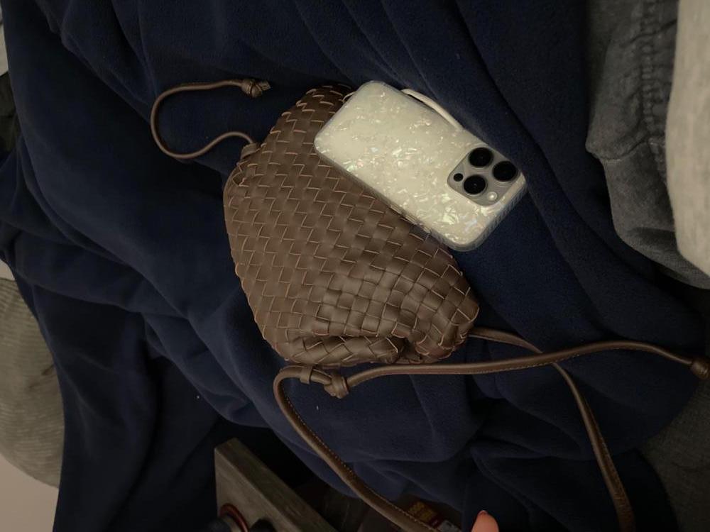 Customer image of Italian Leather Handwoven Pouch Crossbody Clutch