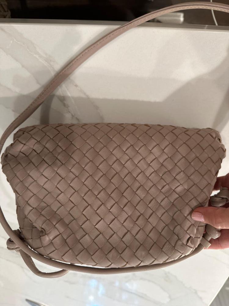 Customer image of Italian Leather Handwoven Pouch Crossbody Clutch
