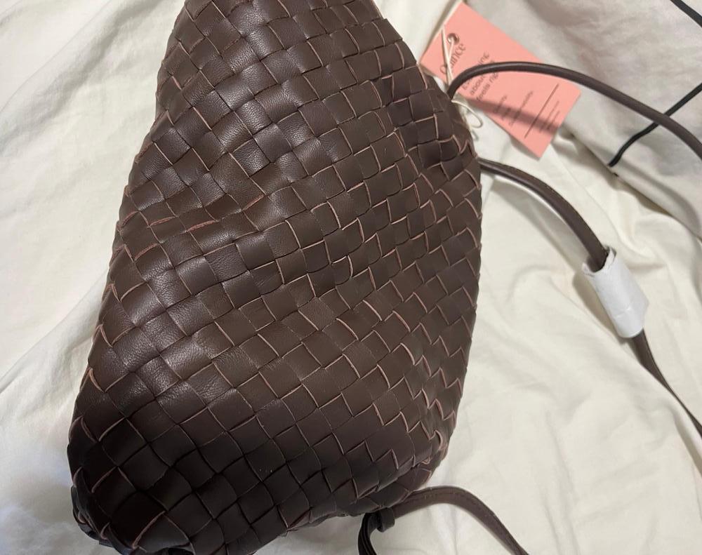 Customer image of Italian Leather Handwoven Pouch Crossbody Clutch