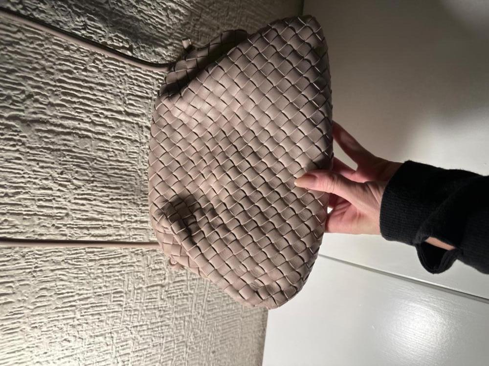 Customer image of Italian Leather Handwoven Pouch Crossbody Clutch