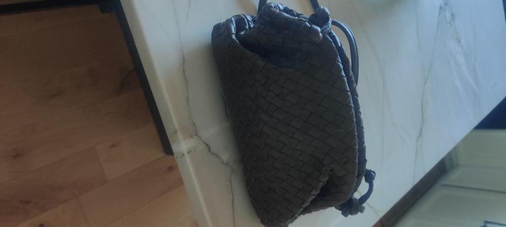 Customer image of Italian Leather Handwoven Pouch Crossbody Clutch