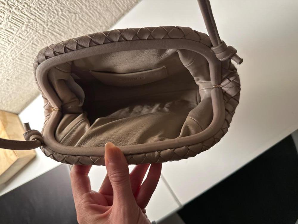 Customer image of Italian Leather Handwoven Pouch Crossbody Clutch