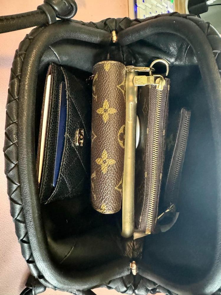 Customer image of Italian Leather Handwoven Pouch Crossbody Clutch