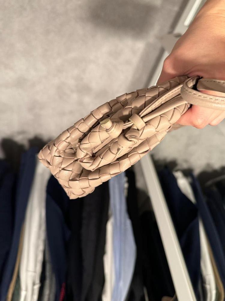 Customer image of Italian Leather Handwoven Pouch Crossbody Clutch