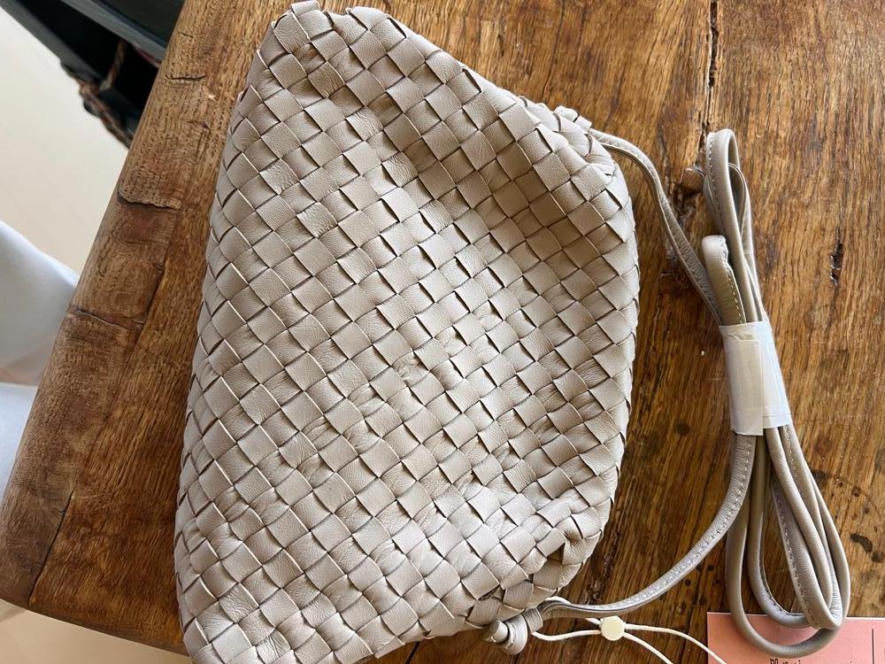 Customer image of Italian Leather Handwoven Pouch Crossbody Clutch