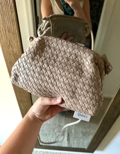 Customer image of Italian Leather Handwoven Pouch Crossbody Clutch
