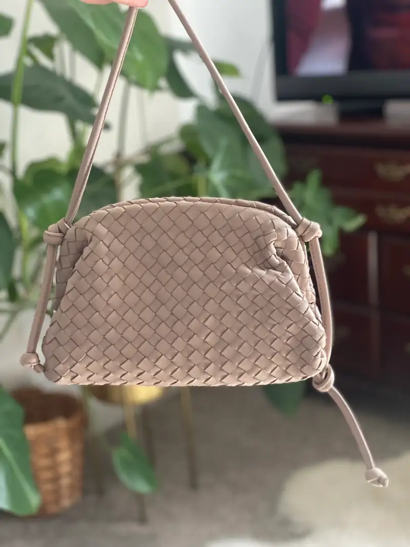 Customer image of Italian Leather Handwoven Pouch Crossbody Clutch