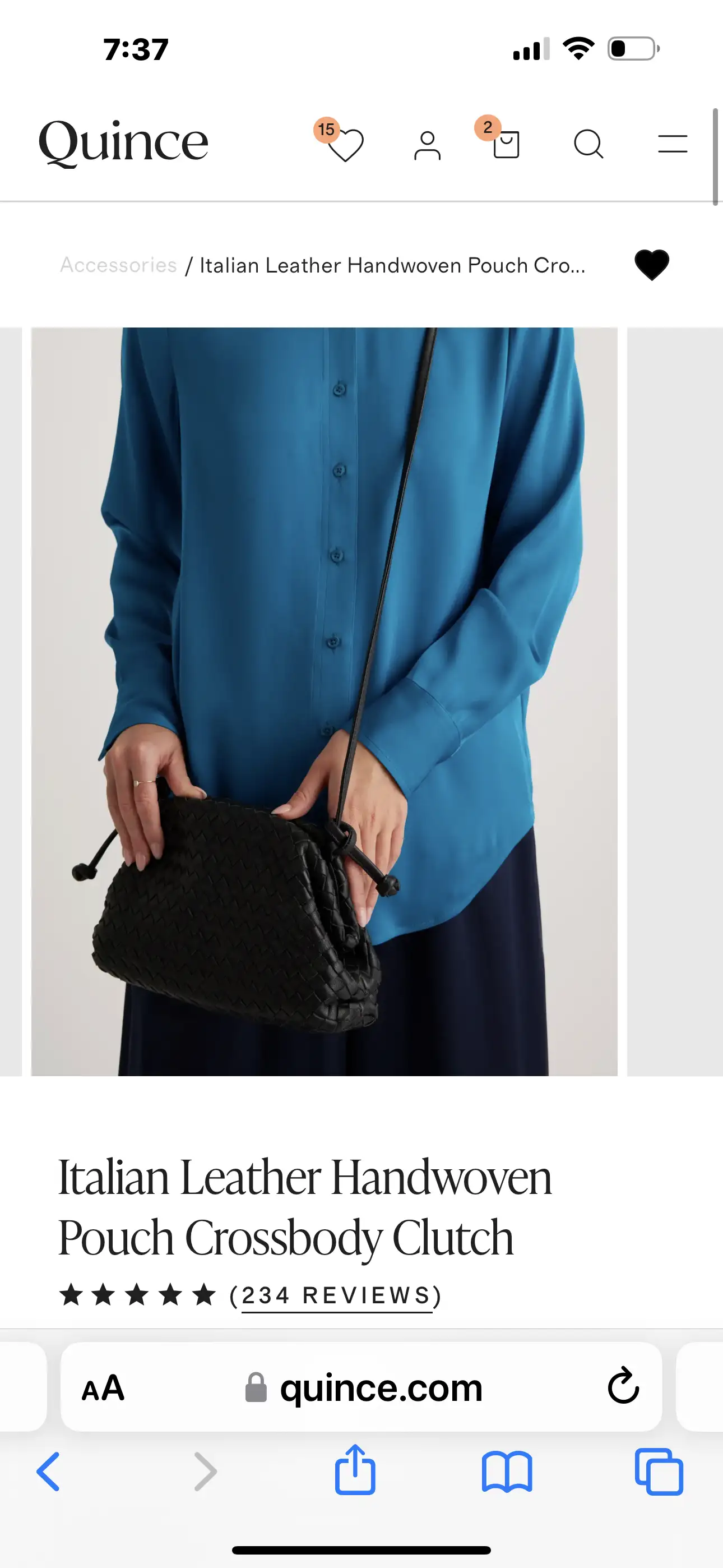 Customer image of Italian Leather Handwoven Pouch Crossbody Clutch