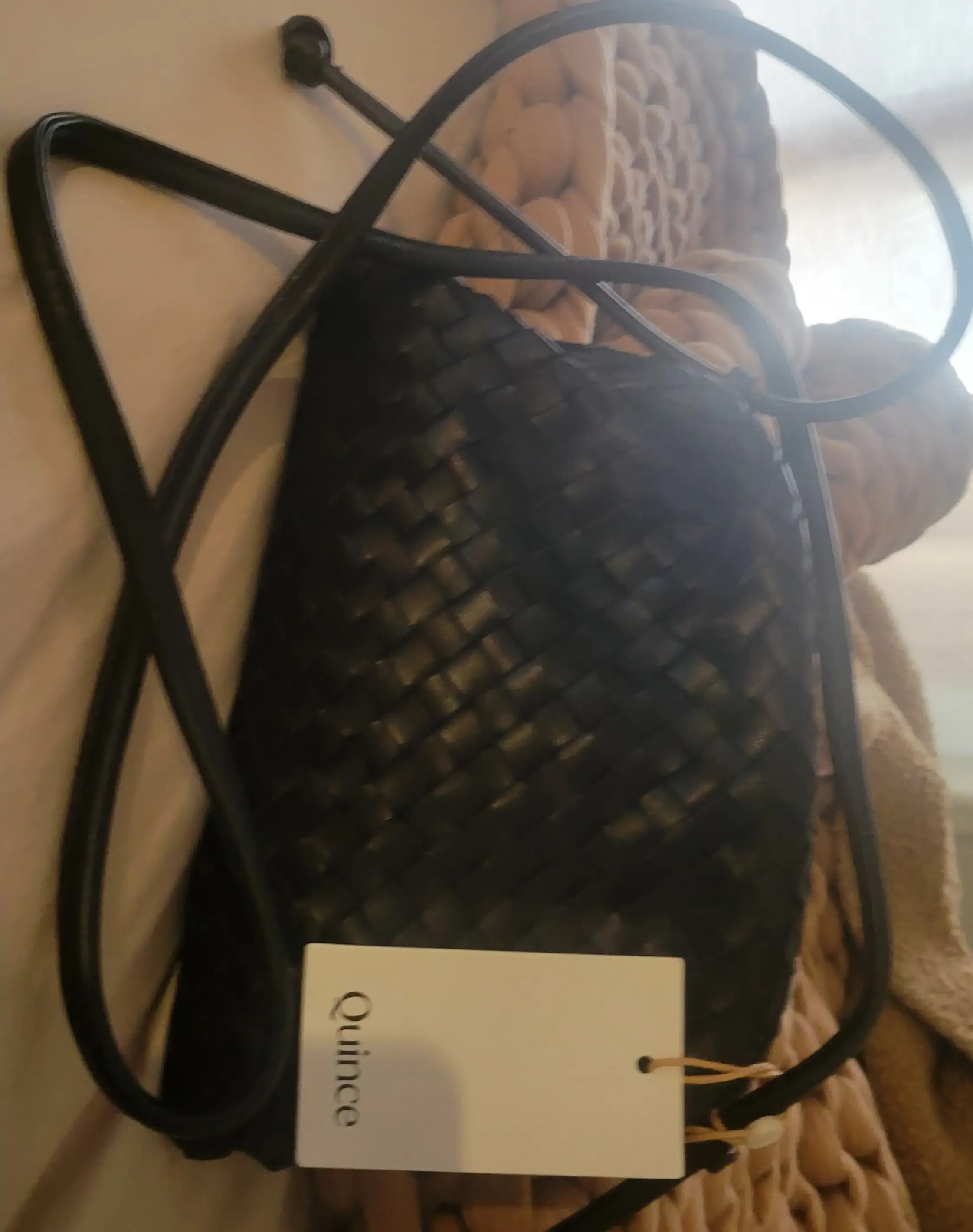 Customer image of Italian Leather Handwoven Pouch Crossbody Clutch