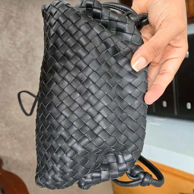 Customer image of Italian Leather Handwoven Pouch Crossbody Clutch