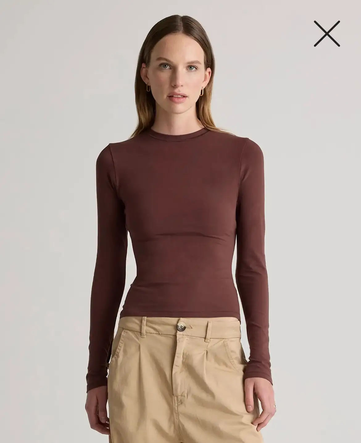 Tシャツ・カットソー SAINT LAURENT LONG-SLEEVED STRETCH JERSEY TOP Stretch Cotton Jersey Fitted Long Sleeve T-Shirt