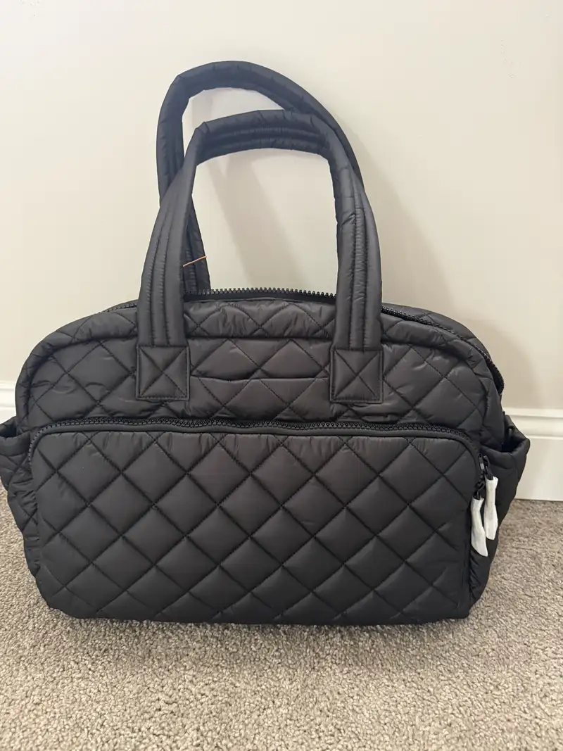 Quilted Duffle Bag in Black