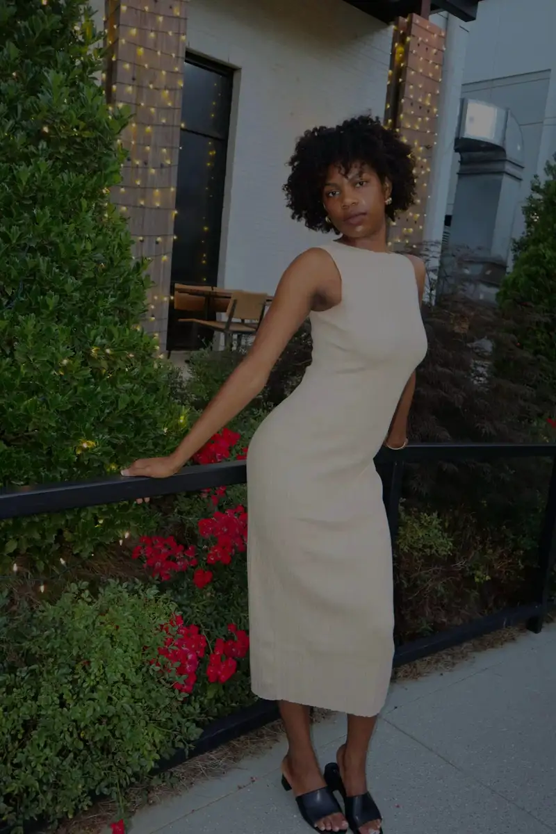 Cotton Cashmere Ribbed Sleeveless Midi Dress